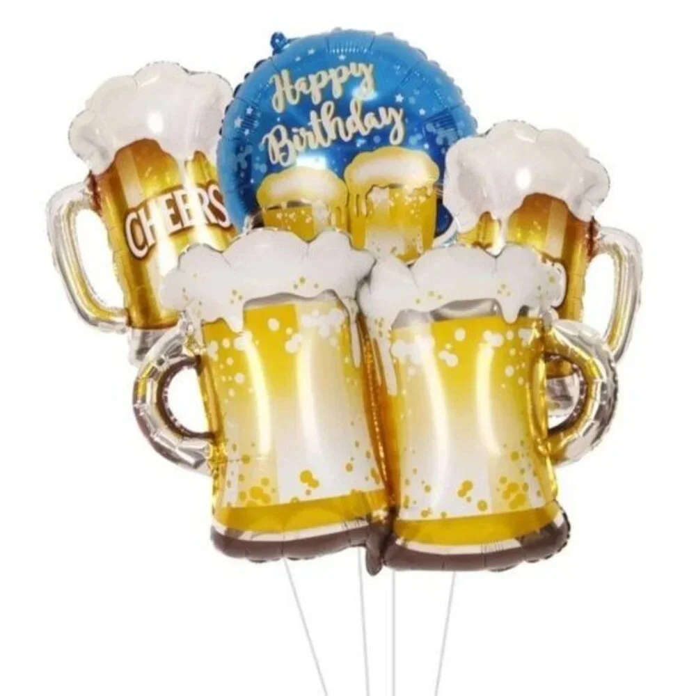 4pcs Beer Mug Cheers Themed Foil Balloons Set Birthday Party Decor‎ new